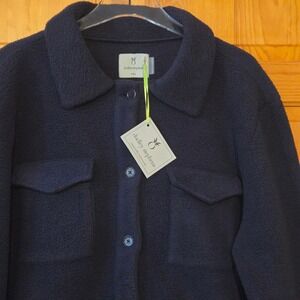 Dudley Stephens Kentfield Jacket Sherpa Fleece Navy Blue Womens XXL 2XL Size 18